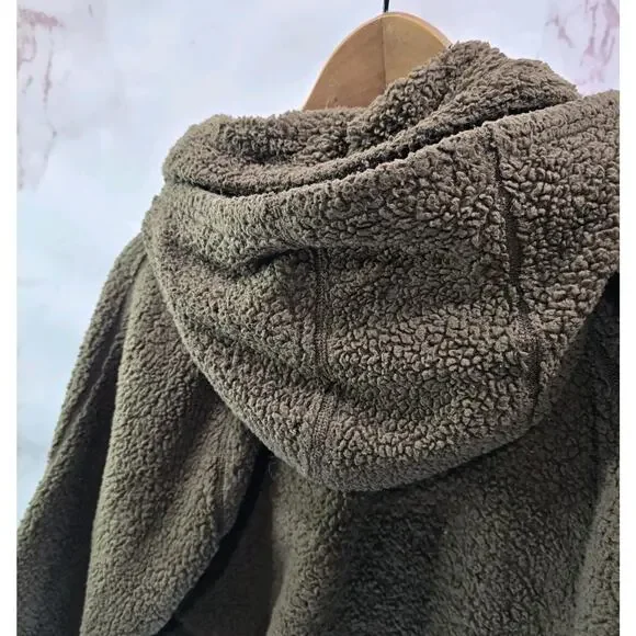 Kuhl Jacket Women XL Brown Fleece Full Zip Teddy Sherpa Hooded Flight Pit Zips - Picture 6 of 11